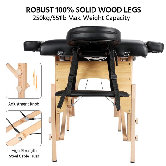 LIVIKON Foldable Massage Table - Wooden - Image 4