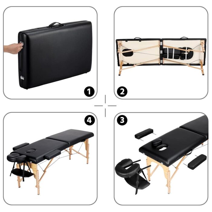 LIVIKON Foldable Massage Table - Wooden - Image 7