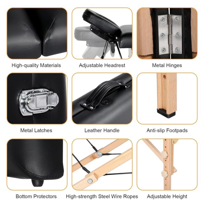 LIVIKON Foldable Massage Table - Wooden - Image 5