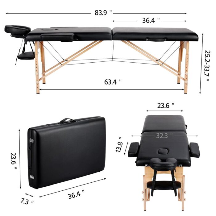 LIVIKON Foldable Massage Table - Wooden - Image 8
